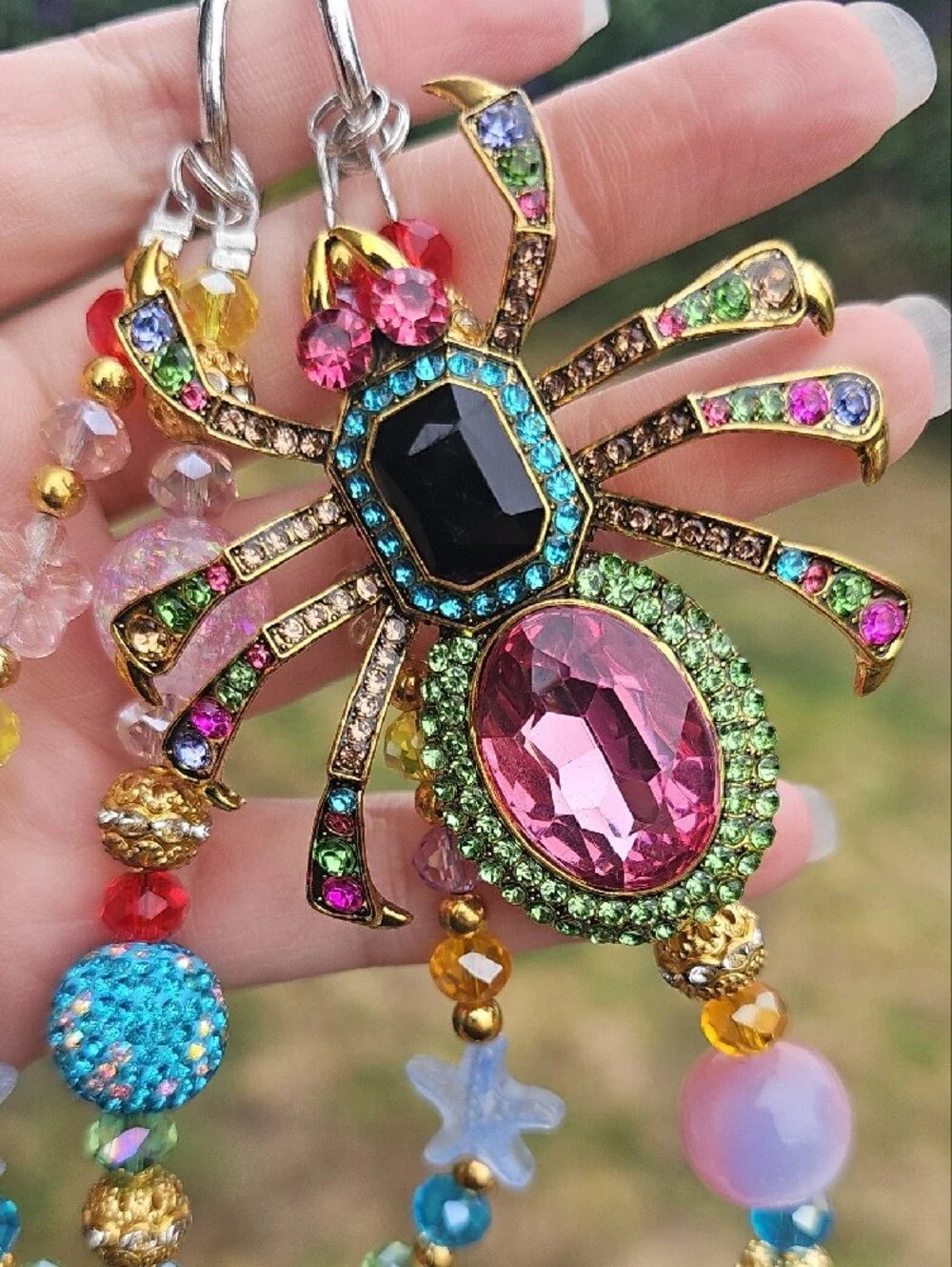 Sparkling Spider Pendant Statement Charm